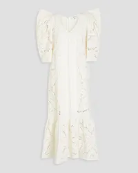 Sea Anita broderie anglaise cotton and linen-blend midi dress - White White