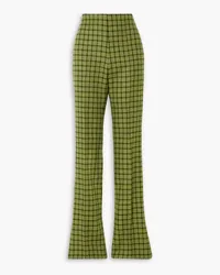 EMILIA WICKSTEAD Avalon houndstooth wool-blend bootcut pants - Green Green