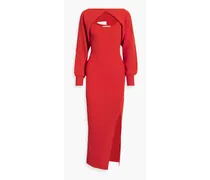 Alixia layered cutout ribbed-knit maxi dress - Red