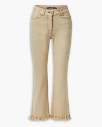 Jacquemus Frayed embellished cropped straight-leg jeans - Neutral Neutral