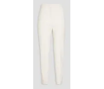 Wool-blend crepe slim-leg pants - White