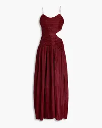 Aje. Laurier cutout plissé-organza maxi dress - Burgundy Burgundy