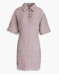 McQ Gingham linen and cotton-blend seersucker mini shirt dress - Pink Pink