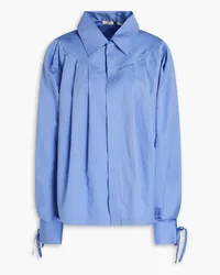 BITE Studios Georgia pleated cotton and silk-blend shirt - Blue Blue