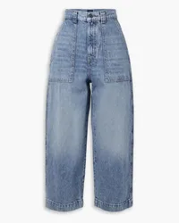 KHAITE Hewey cropped high-rise wide-leg jeans - Blue Blue