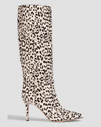 Gianvito Rossi Hunter leopard-print calf hair knee boots - White White