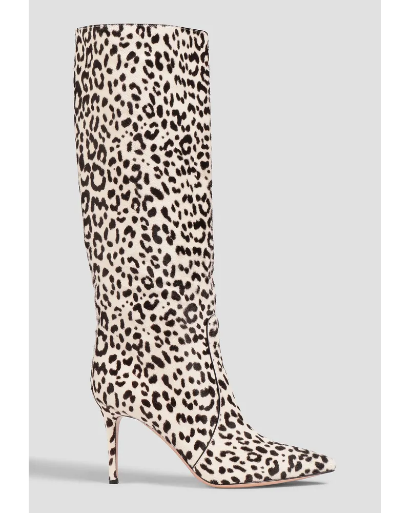Gianvito Rossi Hunter leopard-print calf hair knee boots - White White