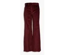70s cotton-corduroy wide-leg pants - Burgundy