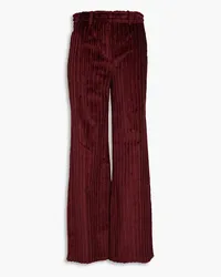 Victoria Beckham 70s cotton-corduroy wide-leg pants - Burgundy Burgundy