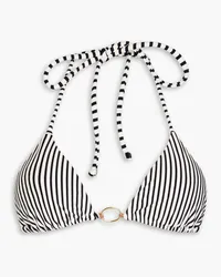 ViX Amalfi ring-embellished striped triangle bikini top - White White