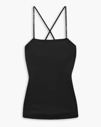 ATTICO Fujiko crystal-embellished cotton-jersey tank - Black Black