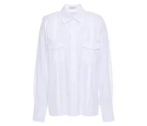 Pintucked cotton-poplin shirt - White