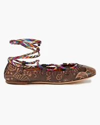 Valentino Garavani Printed leather ballet flats - Brown Brown