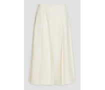 Pleated wool-blend felt midi skirt - White
