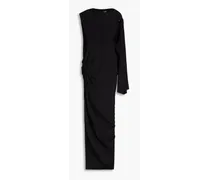 One-shoulder twisted cupro crepe de chine maxi dress - Black