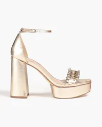 Sam Edelman Ninette crystal-embellished metallic leather platform sandals - Metallic Metallic