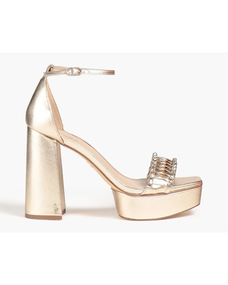 Sam Edelman Ninette crystal-embellished metallic leather platform sandals - Metallic Metallic