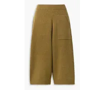 Cropped mélange wool wide-leg pants - Green