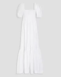 Ganni Shirred cotton-poplin maxi dress - White White