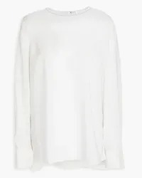 Brunello Cucinelli Bead-embellished stretch-silk blouse - White White