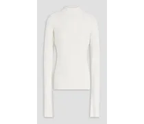 Maissa ribbed chenille turtleneck sweater - White