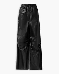 Petar Petrov Gines ruched leather wide-leg pants - Black Black