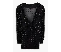 Lennon crystal-embellished silk-crepon mini dress - Black