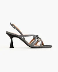 Ganni Embellished lamé slingback sandals - Metallic Metallic