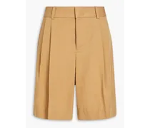 Pleated TENCEL™-blend twill shorts - Brown