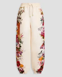 Zimmermann Floral-print linen and silk-blend tapered pants - White White