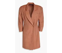 Wool and silk-blend tweed mini wrap dress - Orange