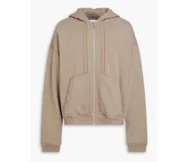 French cotton-terry zip-up hoodie - Neutral