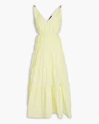 Maje Cutout shirred shell midi dress - Yellow Yellow