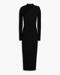 RED Valentino Bow-detailed ribbed wool midi dress - Black Black