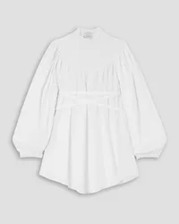 Patou Belted shirred cotton-poplin top - White White