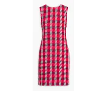 Checked cotton-blend tweed mini dress - Red