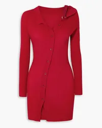 Jacquemus Colin asymmetric ribbed wool-blend mini dress - Red Red