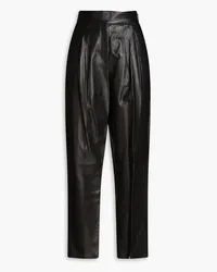 RED Valentino Pleated leather tapered pants - Black Black