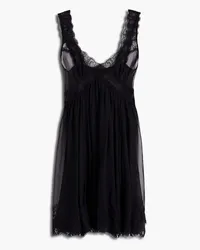 Dolce & Gabbana Lace-trimmed silk-blend chiffon chemise - Black Black