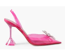 Rosie crystal-embellished bow-detailed PVC slingback pumps - Pink