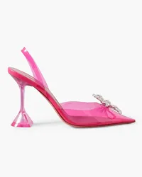 Amina Muaddi Rosie crystal-embellished bow-detailed PVC slingback pumps - Pink Pink