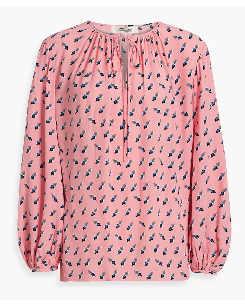 Diane von Furstenberg Freddie printed crepe blouse - Pink Pink