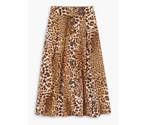 Leopard-print stretch-cotton twill midi skirt - Animal print