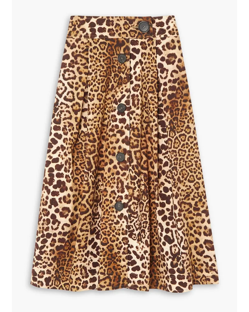 Carolina Herrera New York Leopard-print stretch-cotton twill midi skirt - Animal print Animal