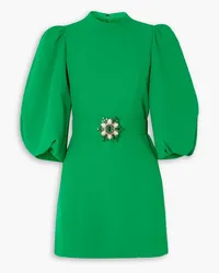 Andrew GN Embellished belted crepe mini dress - Green Green