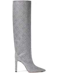 Jimmy Choo Glittered checked leather knee boots - Metallic Metallic