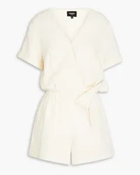 Monrow Wrap-effect knotted cotton-gauze playsuit - White White