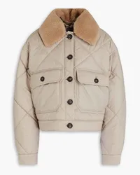 Brunello Cucinelli Bead-embellished quilted shell jacket - Neutral Neutral