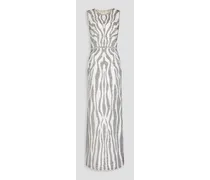 Embellished georgette gown - White