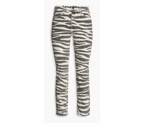 Cropped zebra-print mid-rise straight-leg jeans - Animal print